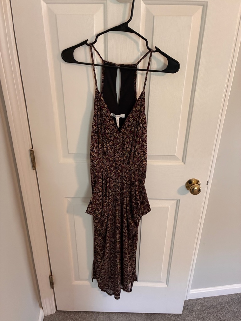 BCBGeneration Draped V-Neck Mini Dress with Pockets - Black/Burgundy